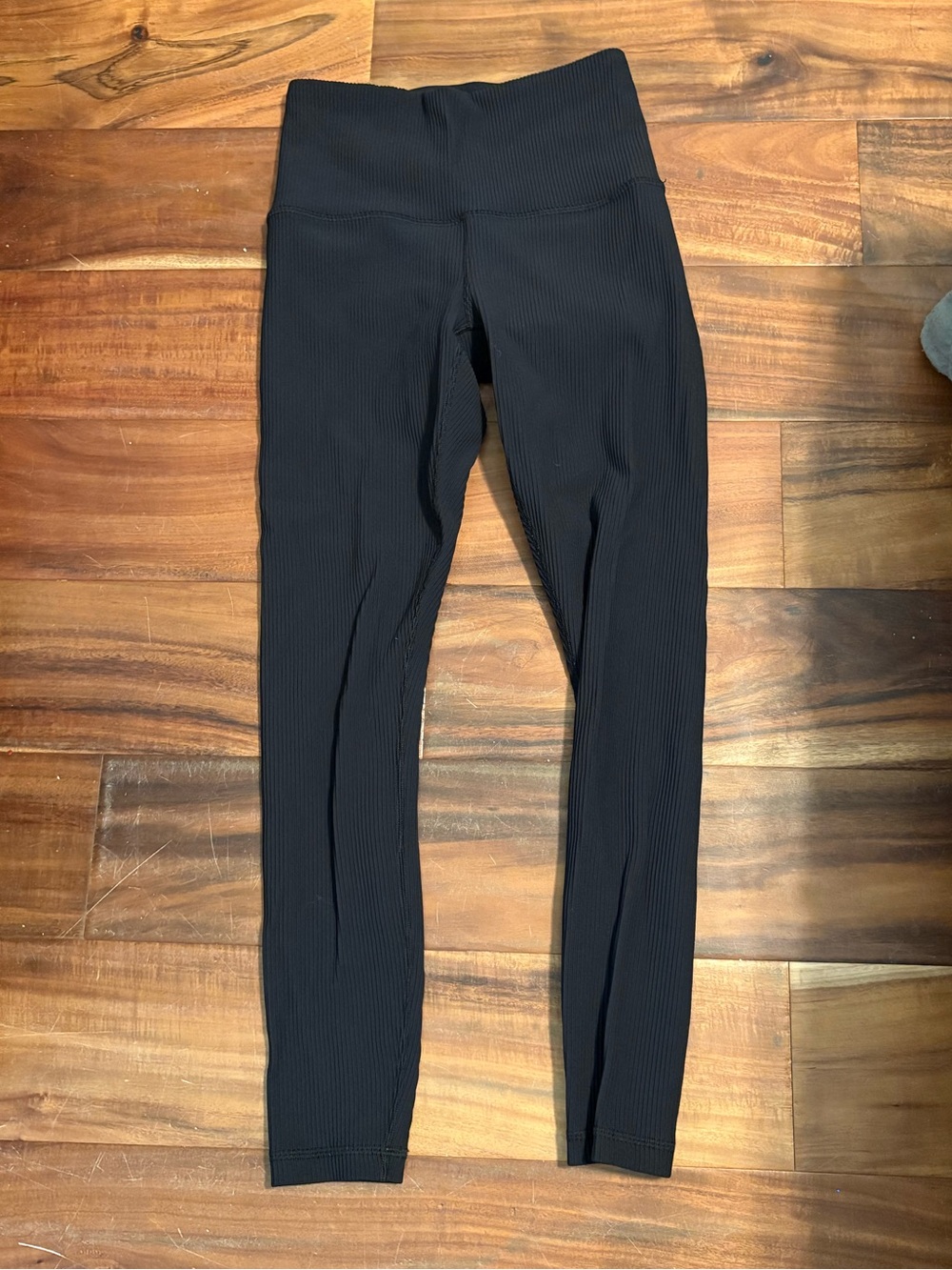 Athleta Elation Rib Tight Leggings Black Ribbed High Rise Yoga XSP XS (0631)